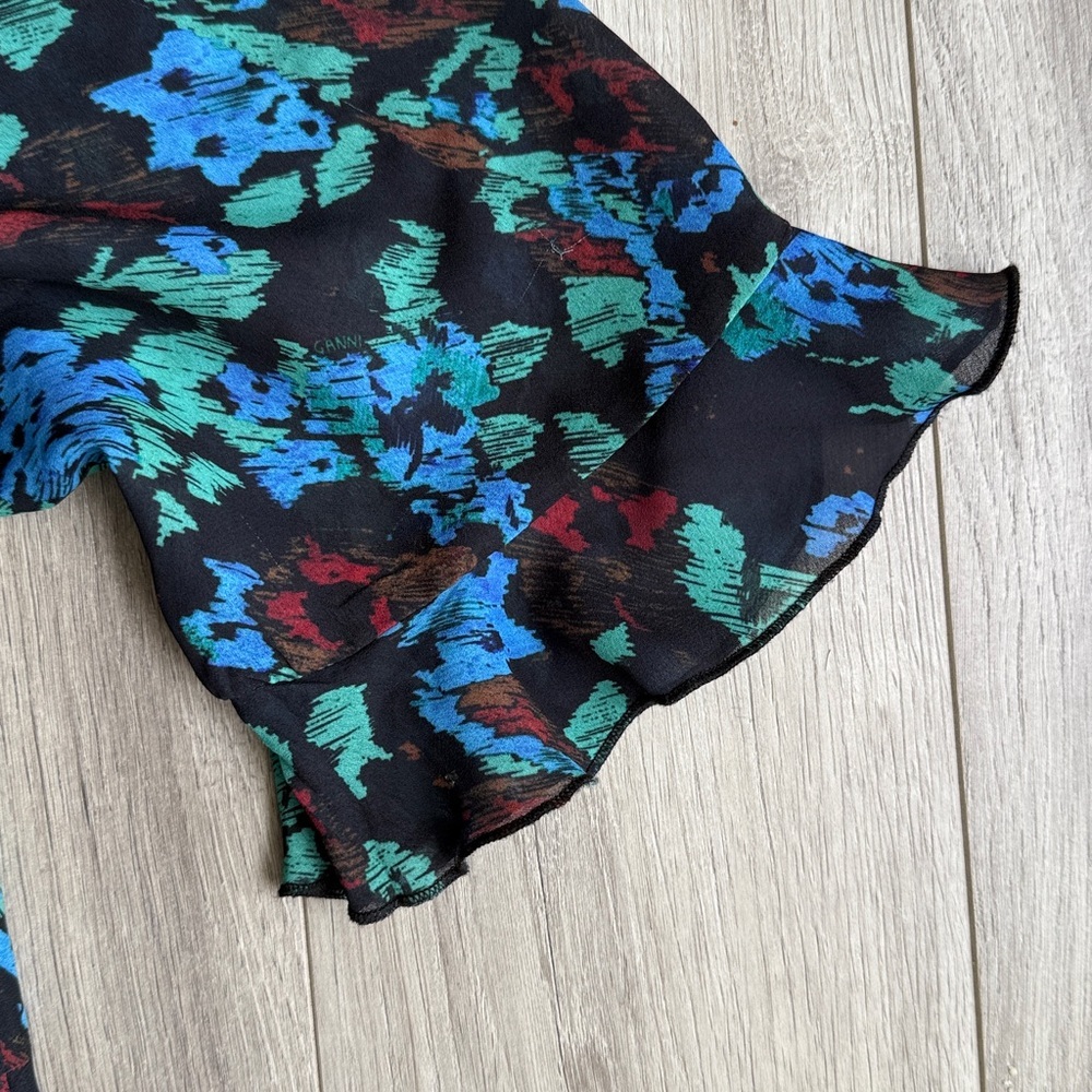 GANNI Flouncy Mini Dress, Meadow Azure Blue - Picture 7 of 10